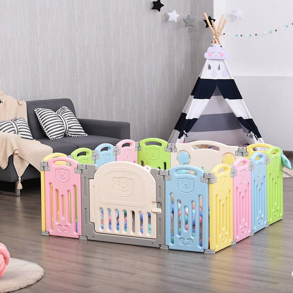 14 Panel Foldable Baby Playpen Safety Play Yard X925