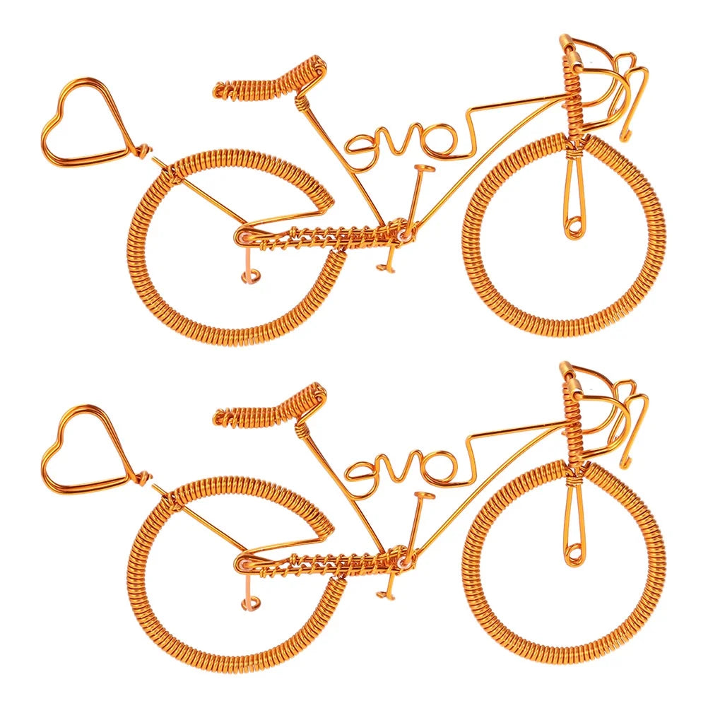 2pcs Metal Bike Figurine Miniatures Home Ornaments U93195