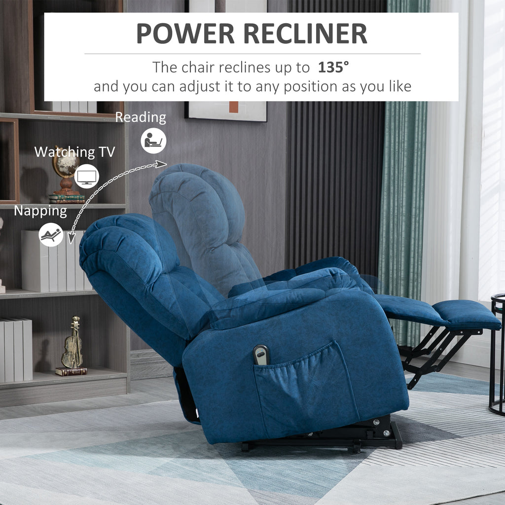 Blue Electric Lift Recliner Chair with Remote Control U1249