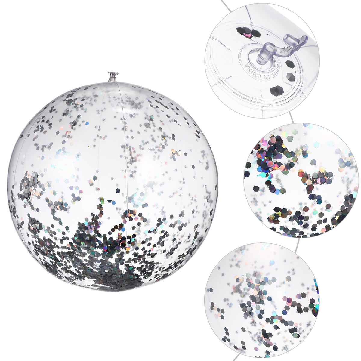 2 Pcs Glitter Confetti Inflatable Beach Balls with Air Pump V573539