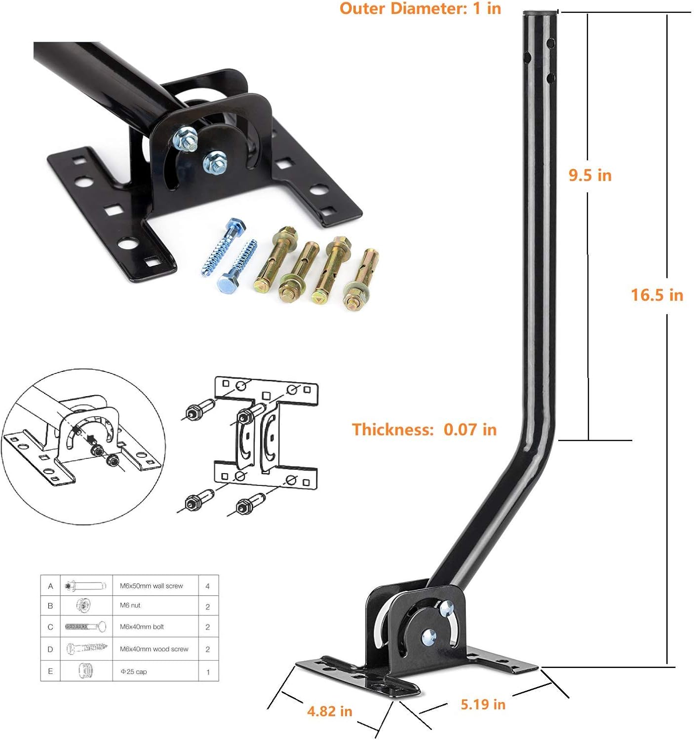 HDTV Digital Outdoor Antenna Amplified 150 Miles Long Range UHF/VHF with 40 Feet RG6 Coaxial Cable J475