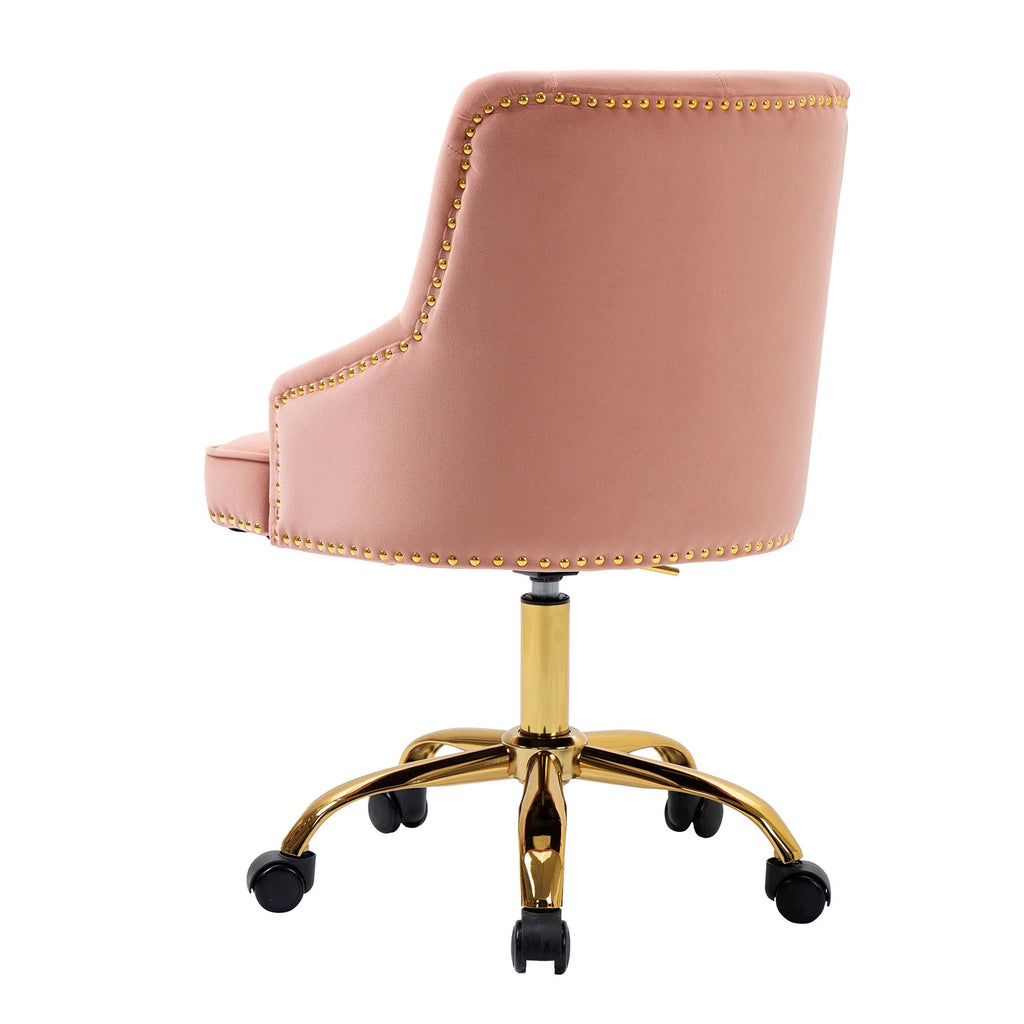 Velvet Vanity Chair with Tufted Button, Swivel Height-Adjustable Seat M853