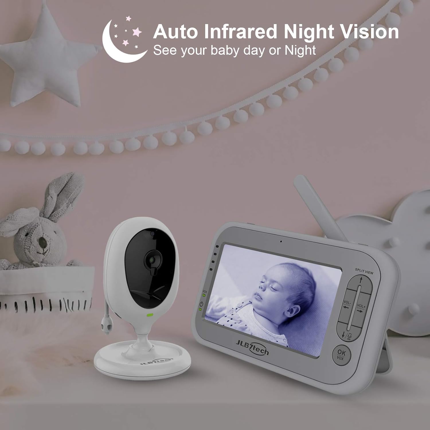 5 Split Screen Video Baby Monitor with 2 Cameras and Audio S333645
