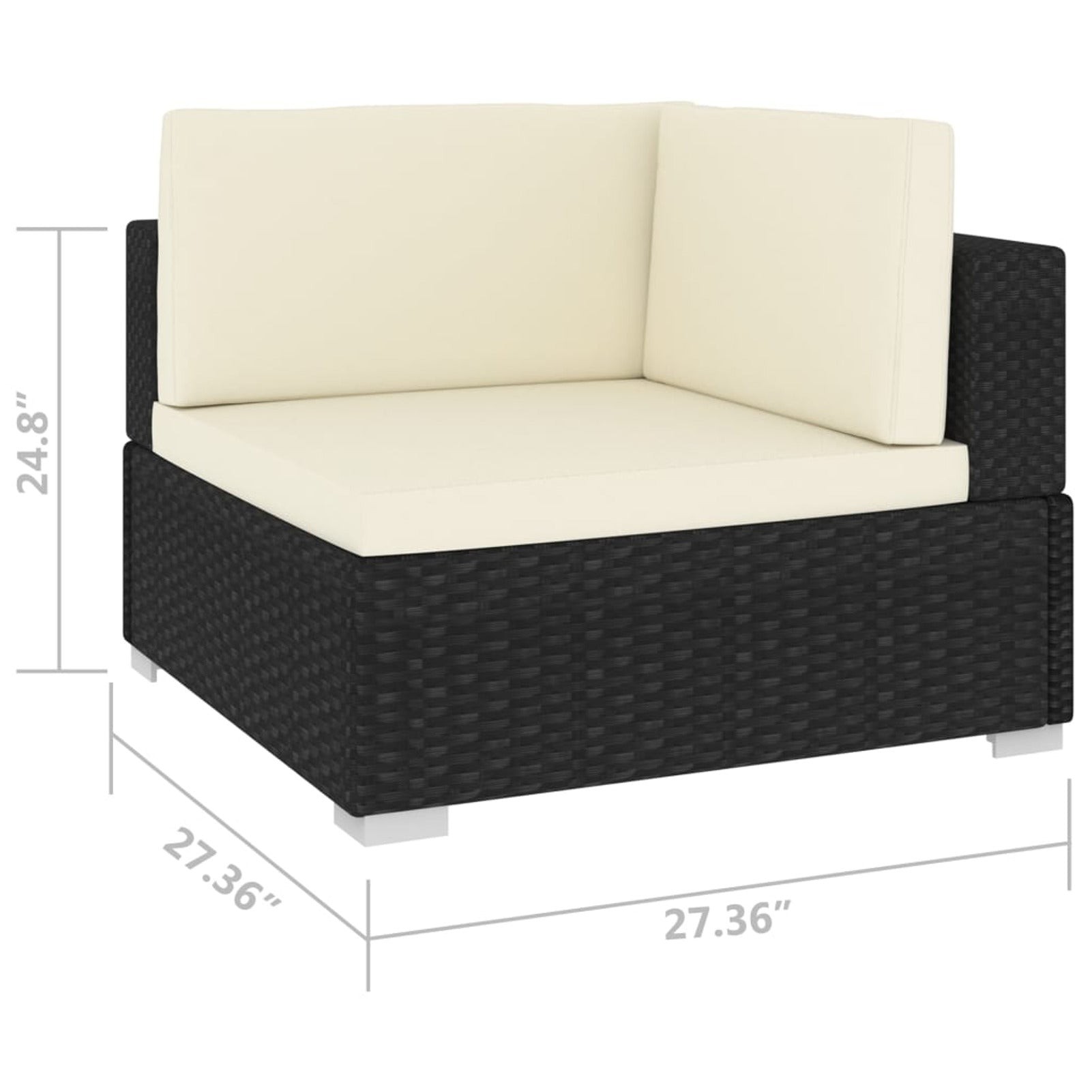Set of 2 Black Poly Rattan Corner Sofa with Cushions Powder-Coated Steel Frame X787240
