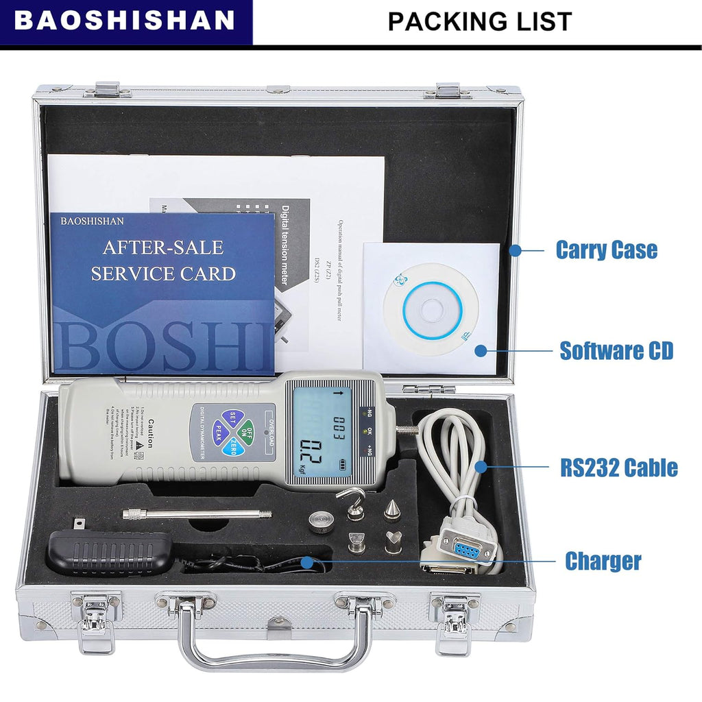 Digital Force Gauge Push Pull Gauge with Carrying Case, LCD Backlit Display, Metal Enclosures A3359