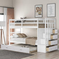 Gray Wood Twin Bunk Bed with Trundle and 4 Storage Drawers H426