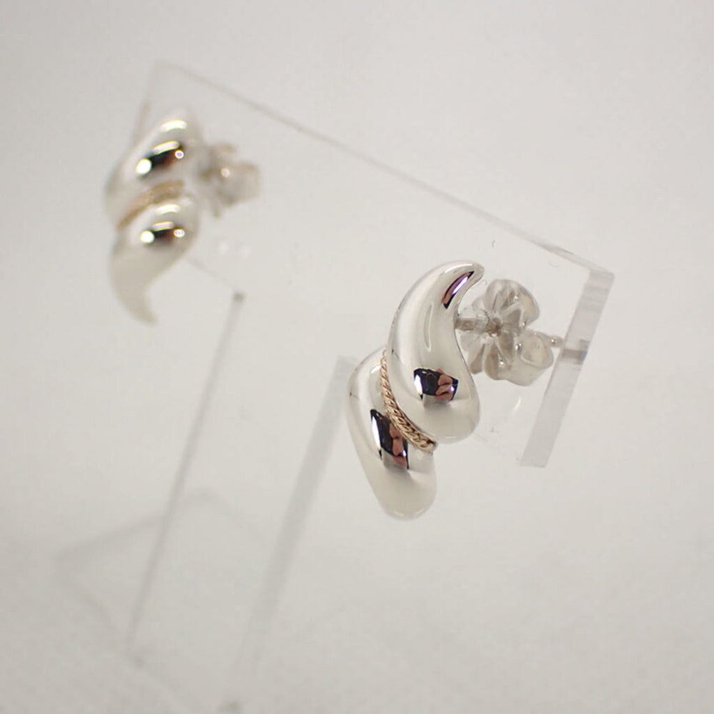 925 585 Shell Twist Combination Earrings D8114