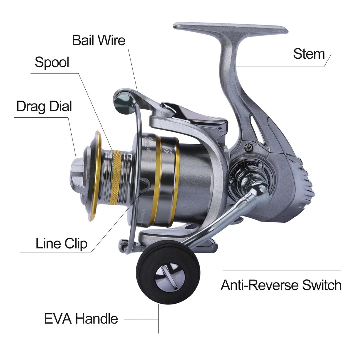 13+1 Ball Bearings Metal Body Spinning Fishing Reel E9624