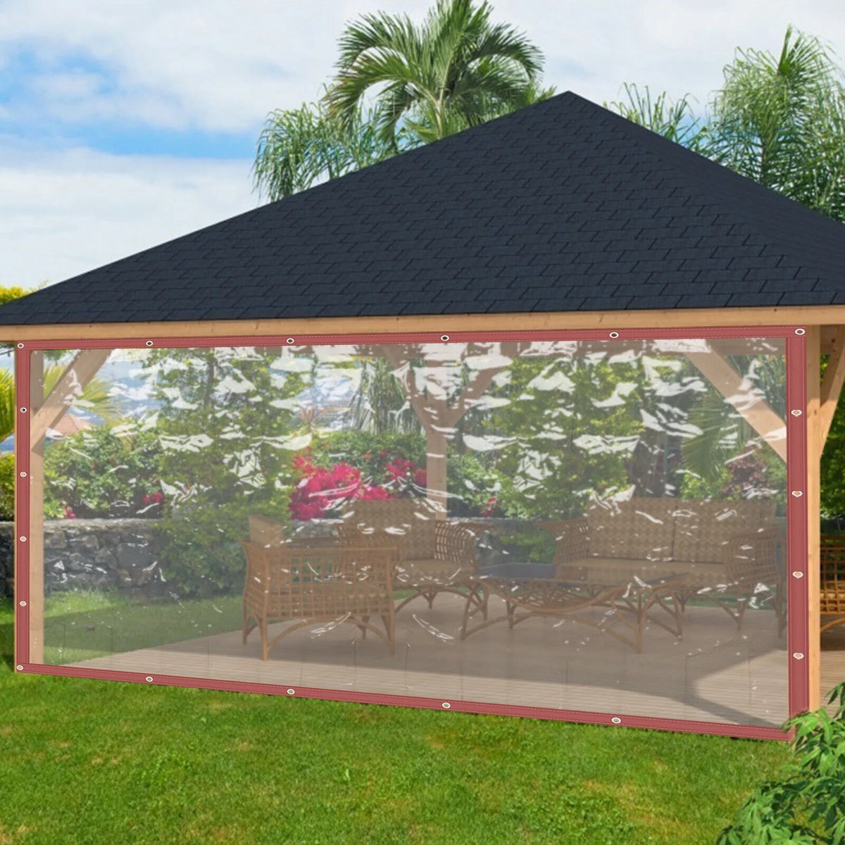 Brown Clear Awning Canopy Tarpaulin K199