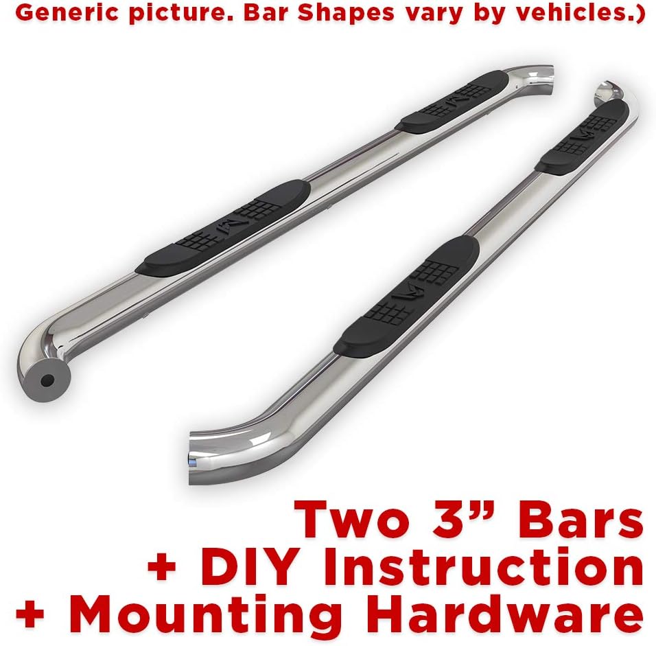 Stainless Steel Side Step Rails Nerf Bars Running Boards 2pcs with Mounting Bracket Kit D930862