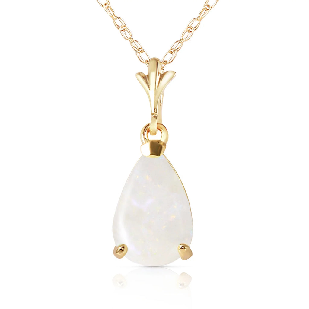 14k 20" Solid Yellow Gold Drop Pendant Necklace with Pear Shape 0.77 Carat Natural Vibrant O5671