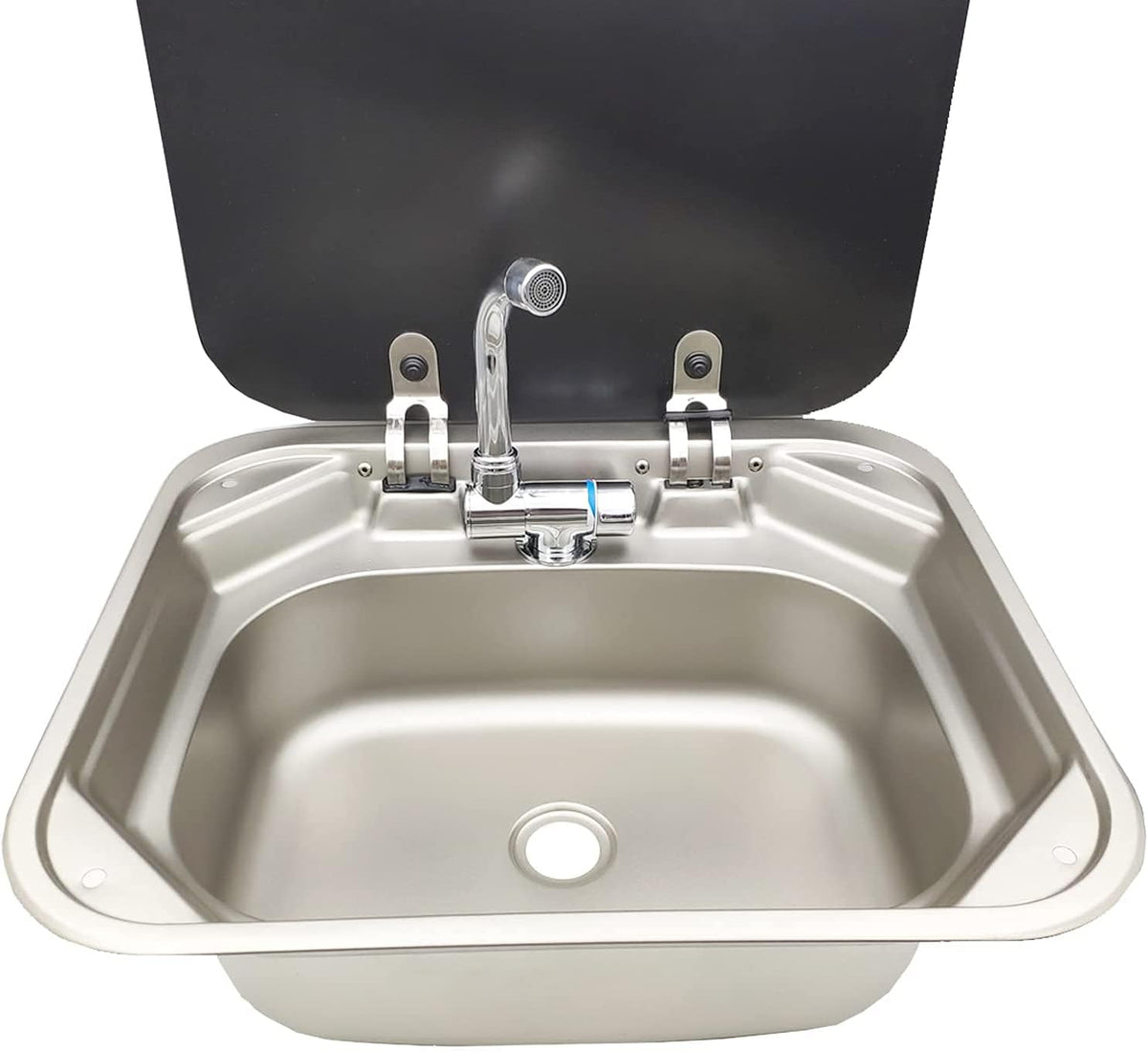 Single Bowl Stainless Steel Kitchen Basin Sink with Tempered Glass Lid S394