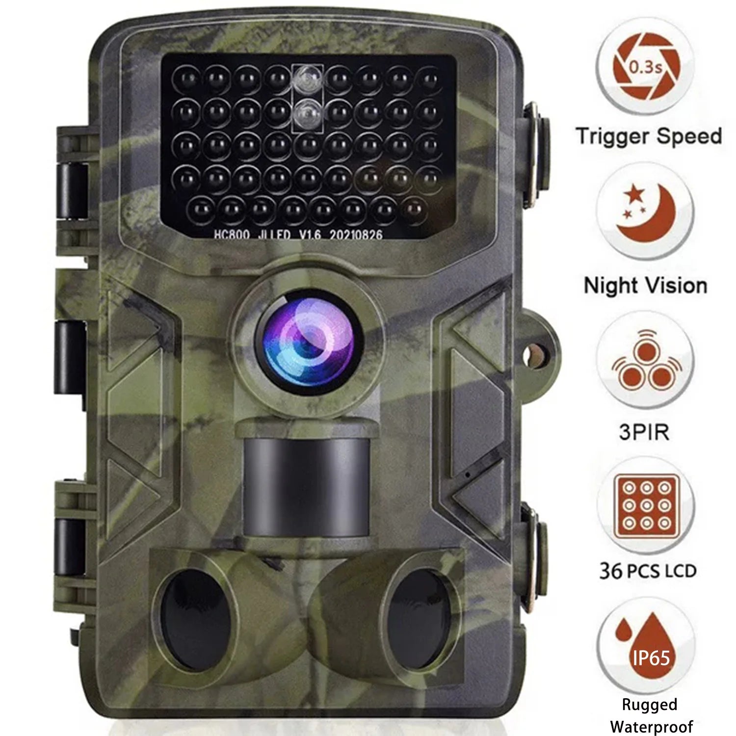 48MP 4K Trail Camera with 32GB SD Card Night Vision IP65 Waterproof F338335