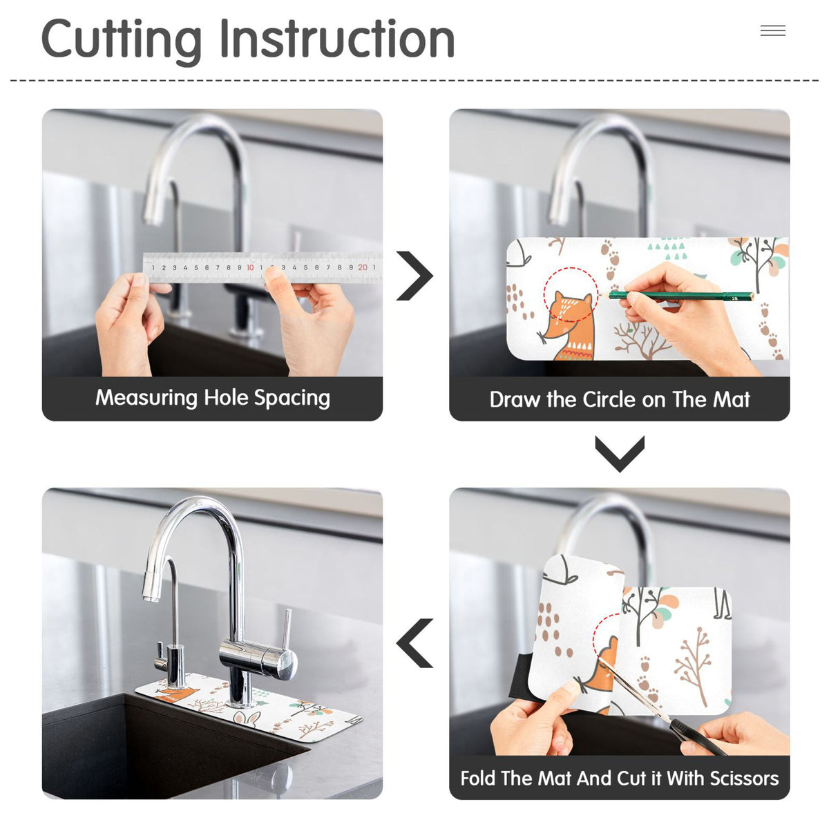 Sink Splash Guard Set 2 PCs Absorbent Draining Mats 30x5.4in A815238