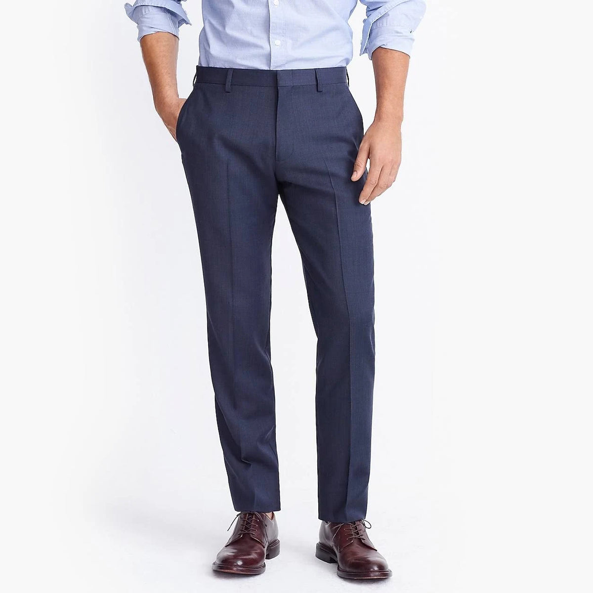 Navy Blue Worsted Wool Slim Suit Pant W8446