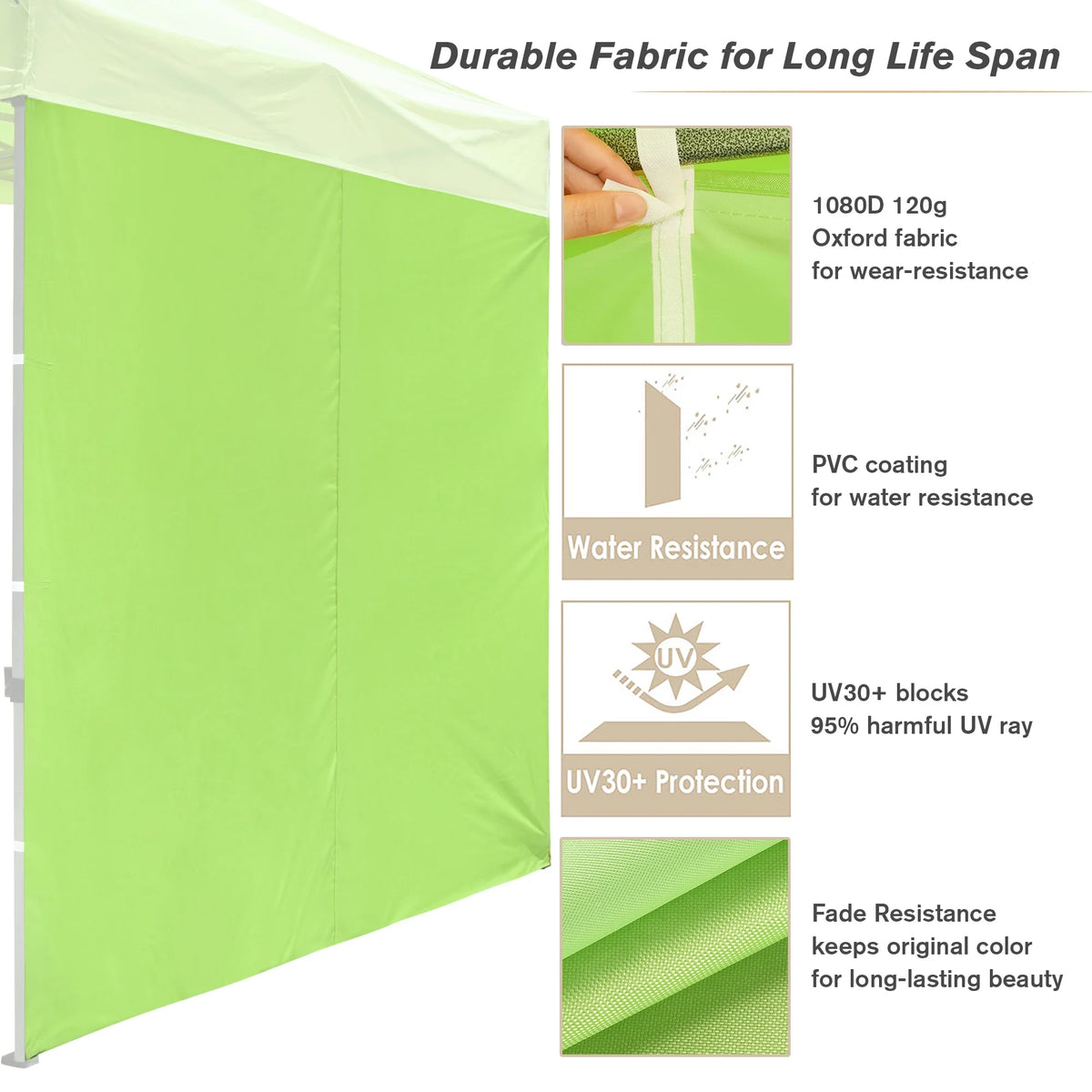 1080D 120g Sidewall UV30+ 2 Pieces Canopy Sidewall A443