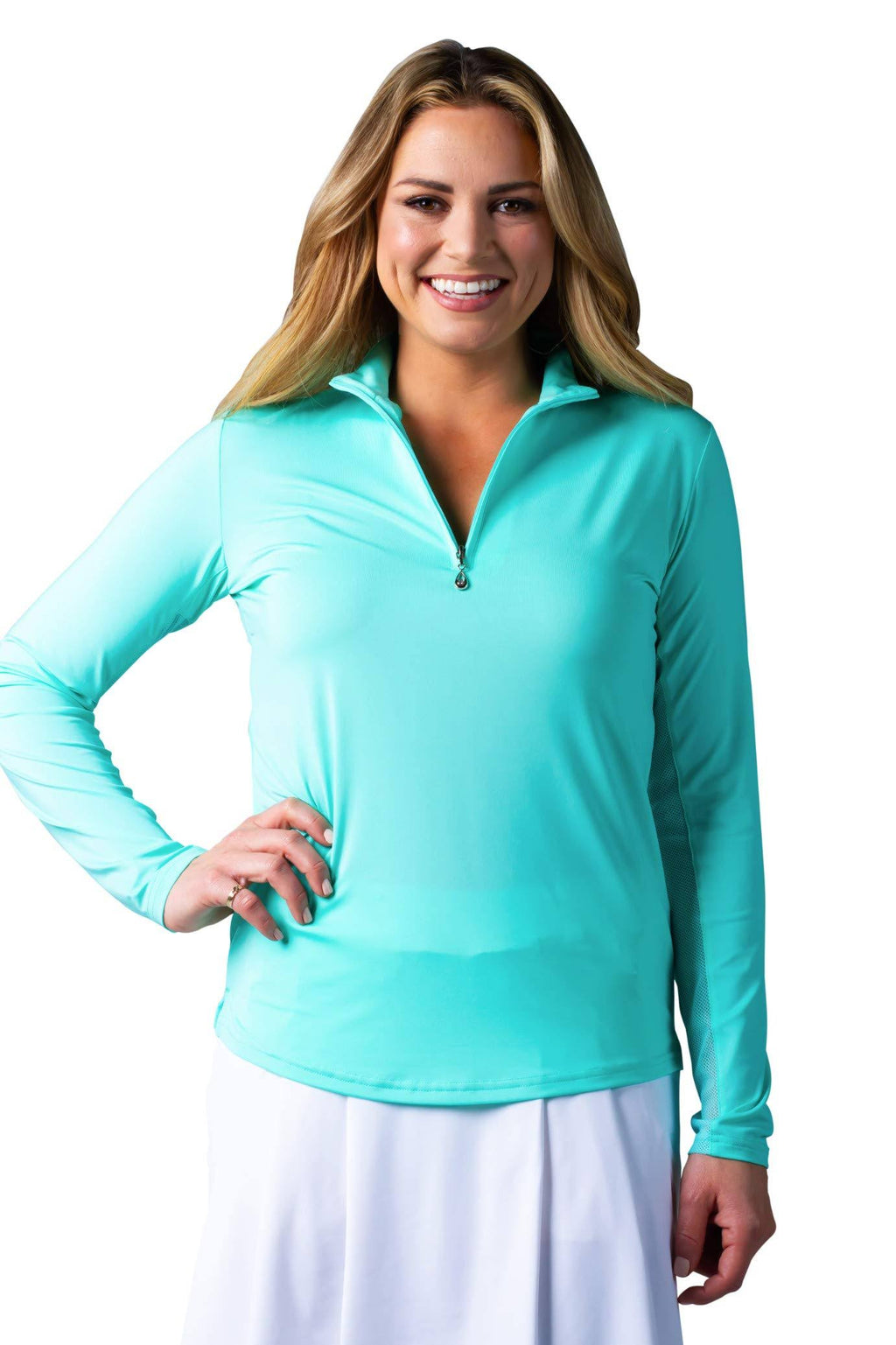 Turquoise Blue Ice Zip Mock P938797