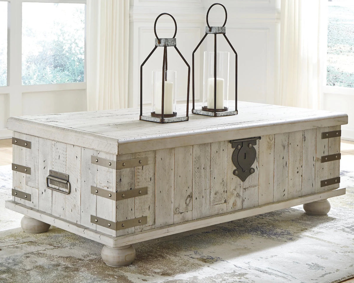 White Wash Gray Coffee Table with Lift Top S42171