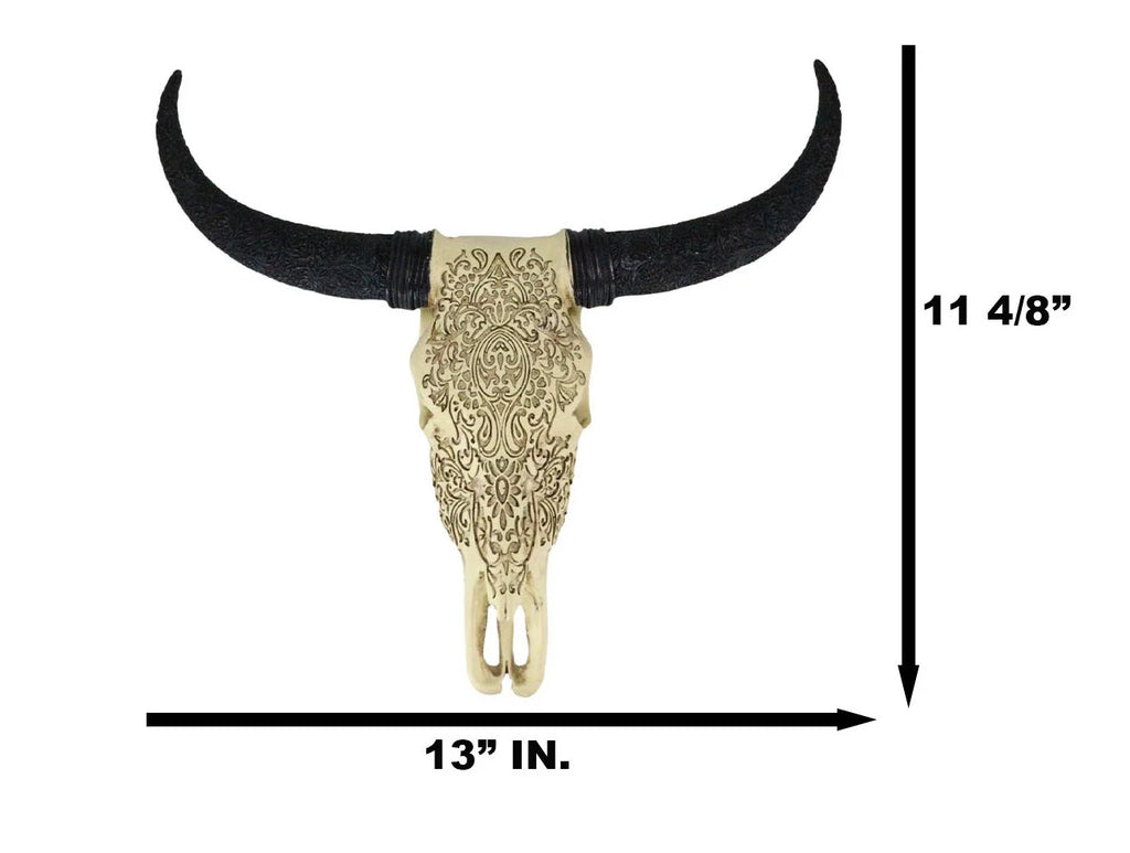 Tooled Bison Bull Cow Skull Wall Decor Plaque I2690