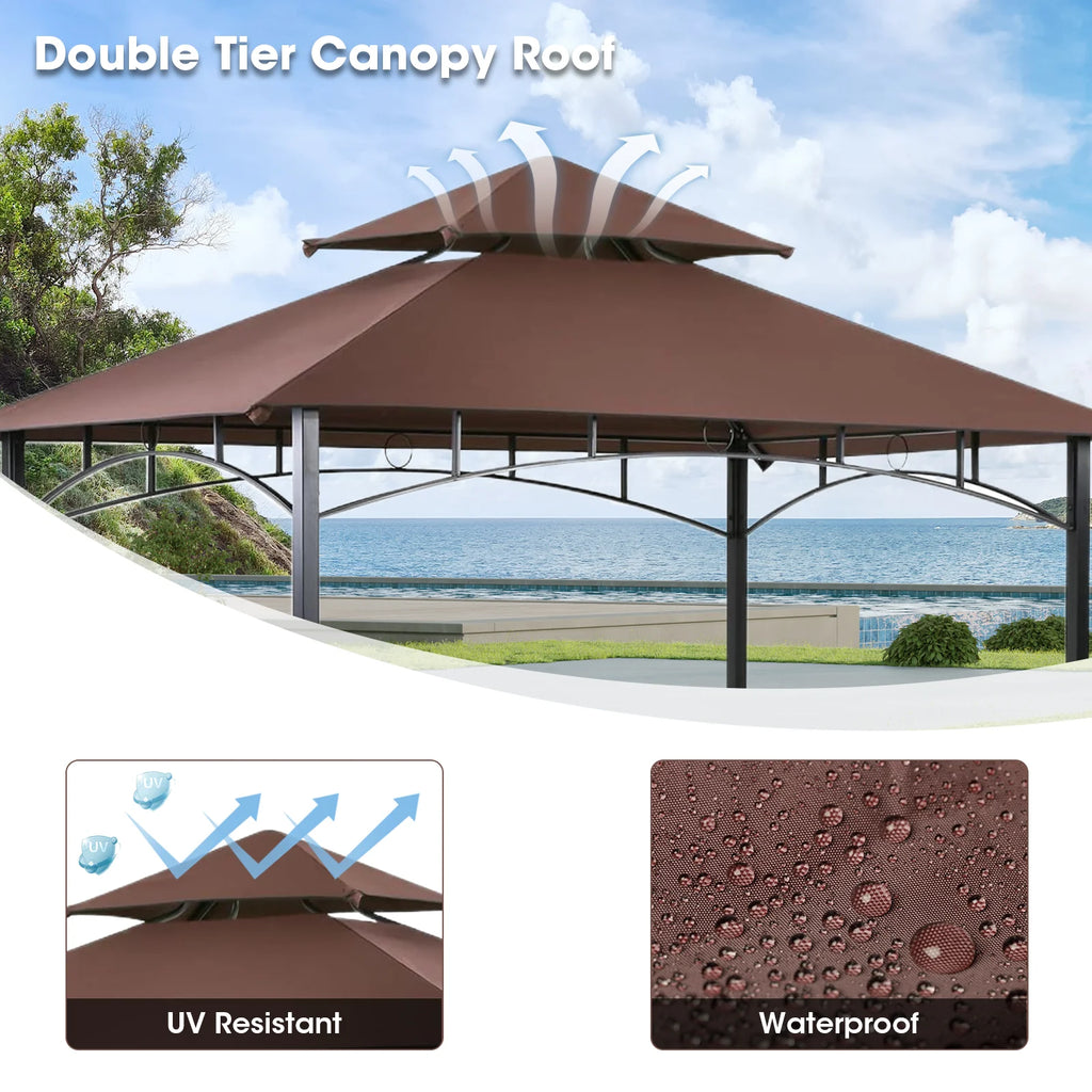 Brown Hardtop Grill Gazebo Tent L8623