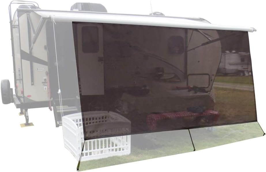 Navy Blue Mesh RV Awning Sunshade Screen 7' X 12' 3'' F380920