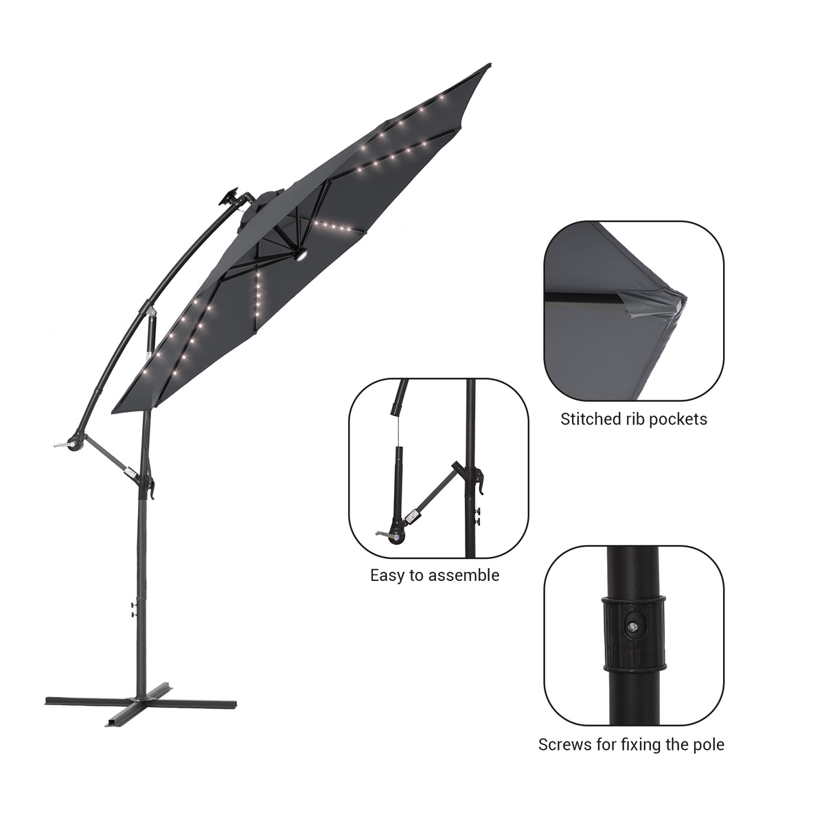 Gray Offset Patio Umbrella D495767