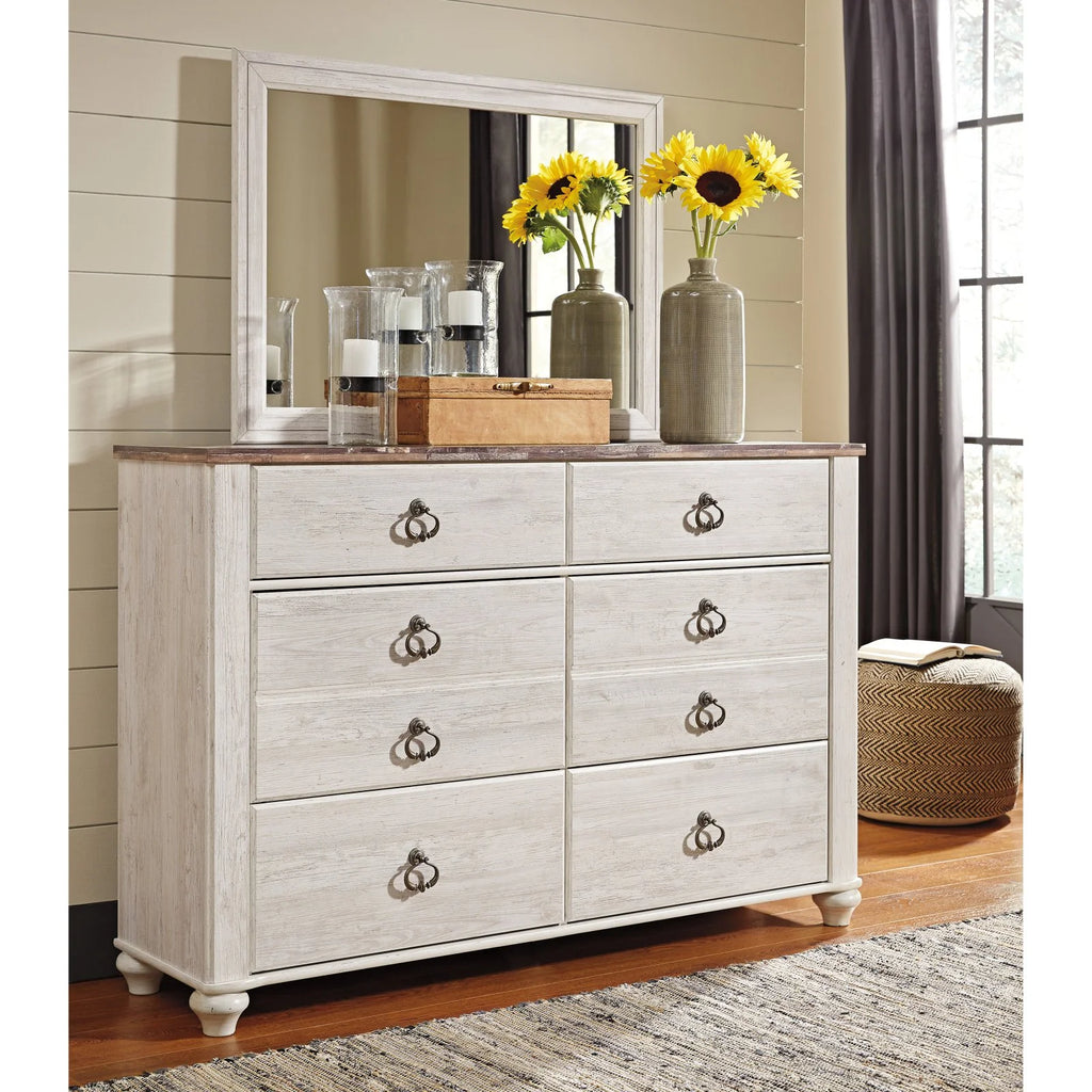 6 Drawer Whitewash Double Dresser L561