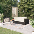 Set of 2 Black Poly Rattan Corner Sofa with Cushions Powder-Coated Steel Frame X787240