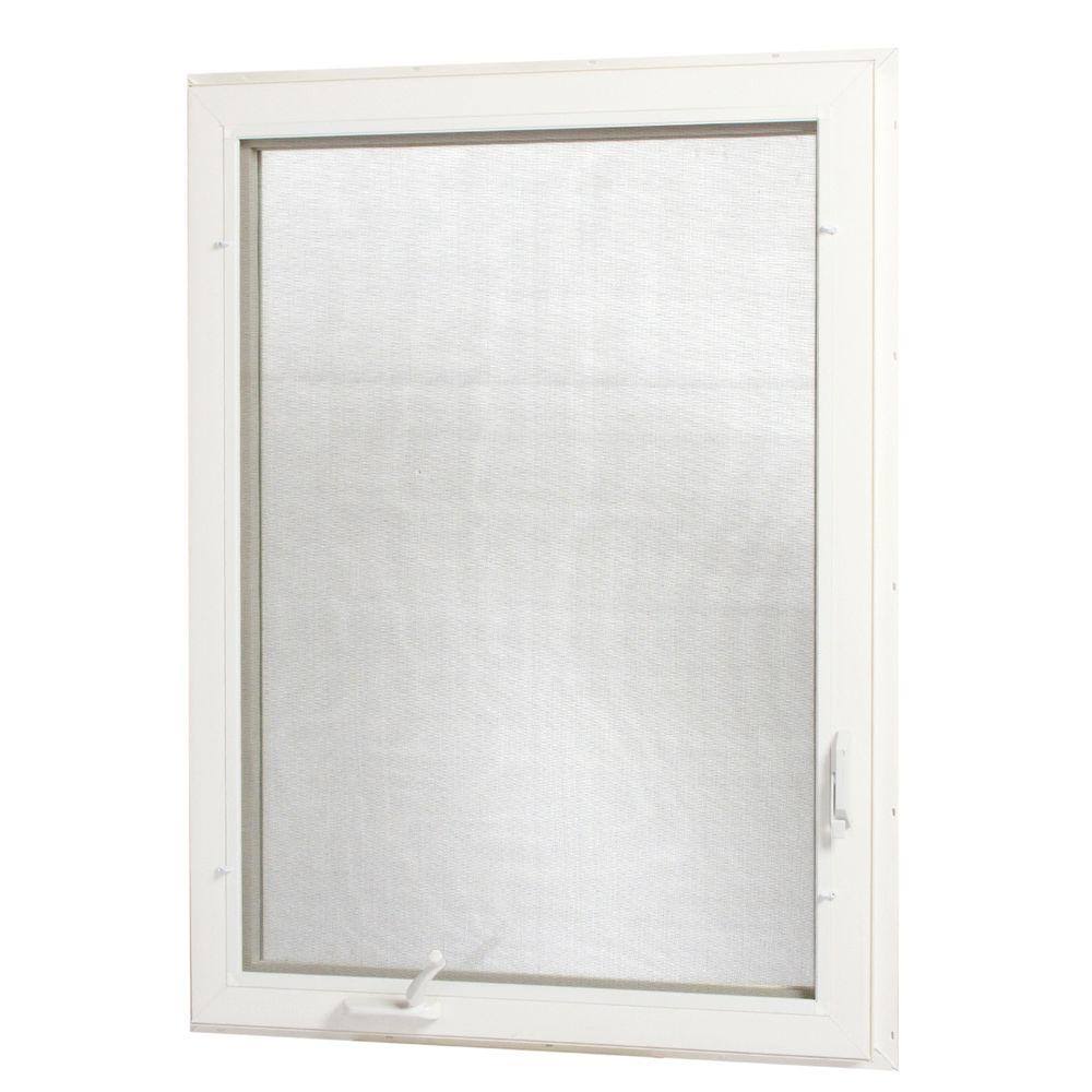White Vinyl Casement Window with Screen T840