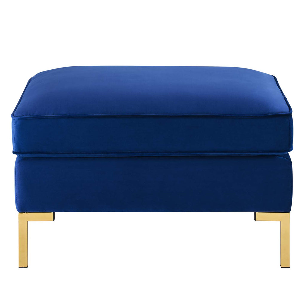 Blue Navy Velvet Accent Chair Ottoman O75379