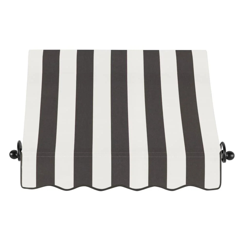Black/White Stripe Fixed Awning Q1461
