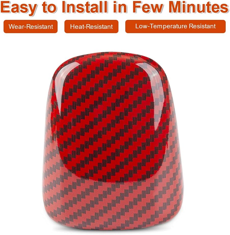 Red Carbon Fiber Gear Shift Knob Cover Trim G454110