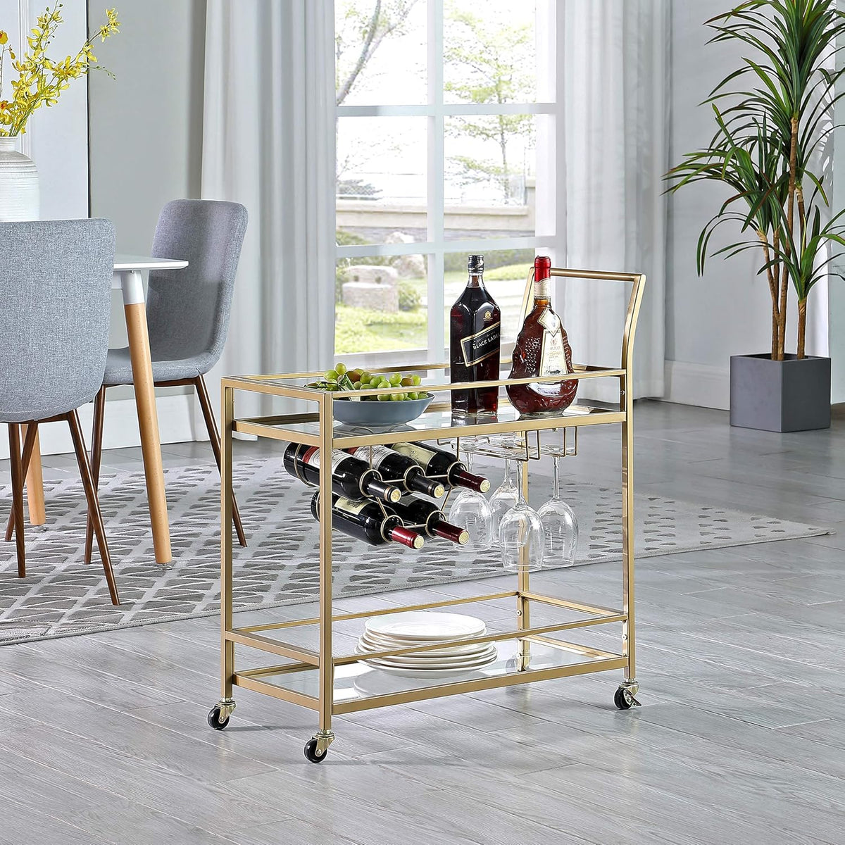Black Bar Cart with Glass N660906