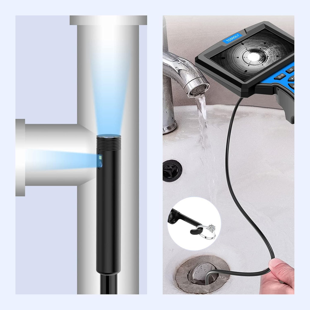 5mm Dual Lens Endoscope with 5 inch Monitor 16.5ft Flexible Cable IP67 Waterproof J464