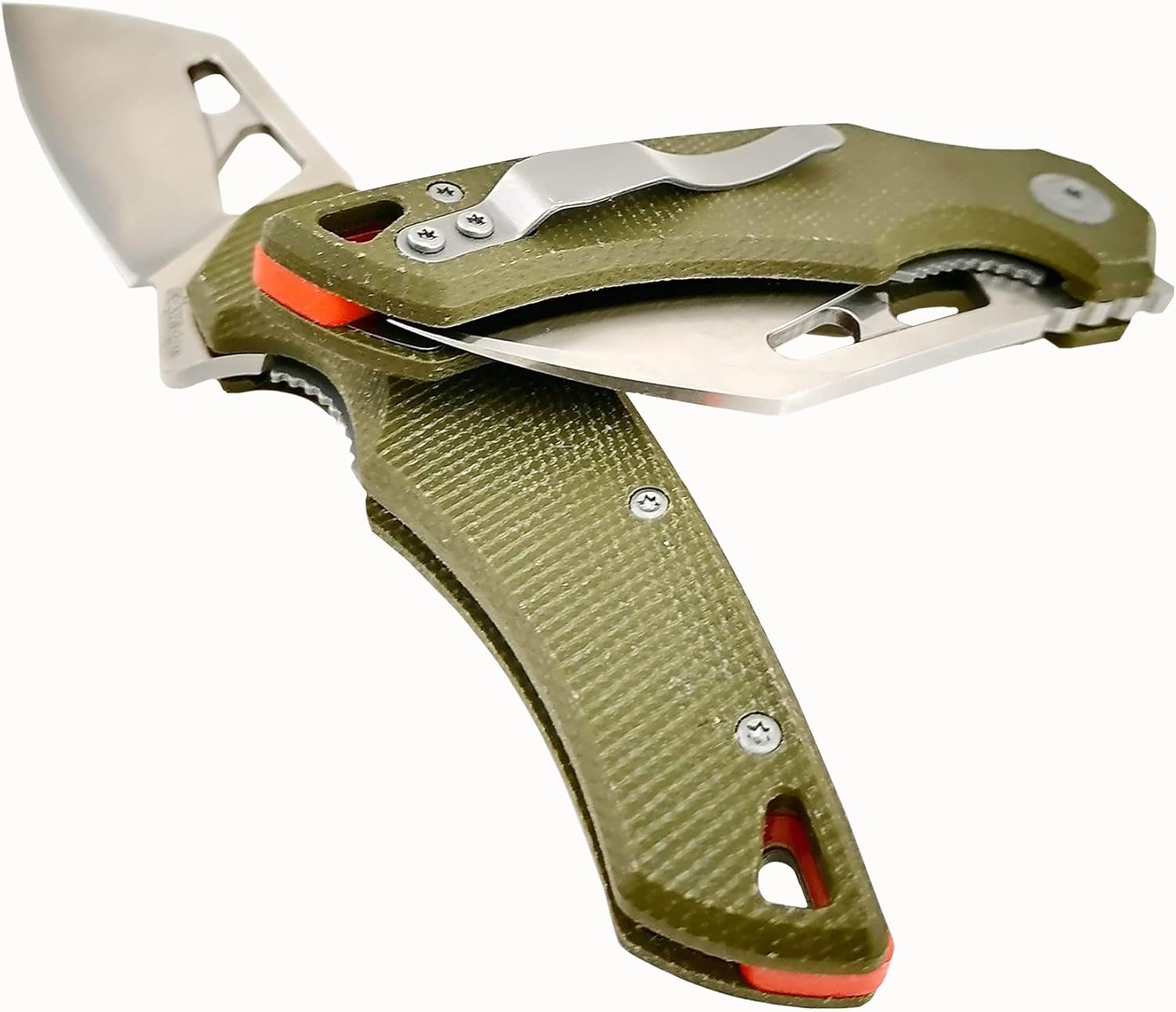OD Green Folding Pocket Knife VG10 Stainless Steel 2.75 Blade Wharncliffe Textured G10 Scales Liner Lock Flipper T5501