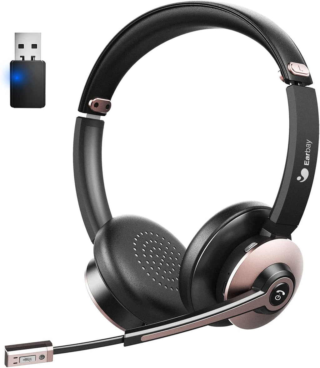 Wireless Bluetooth Headset with Microphone Noise Cancelling, On-Ear, USB Dongle, 28hrs Talk Time I314