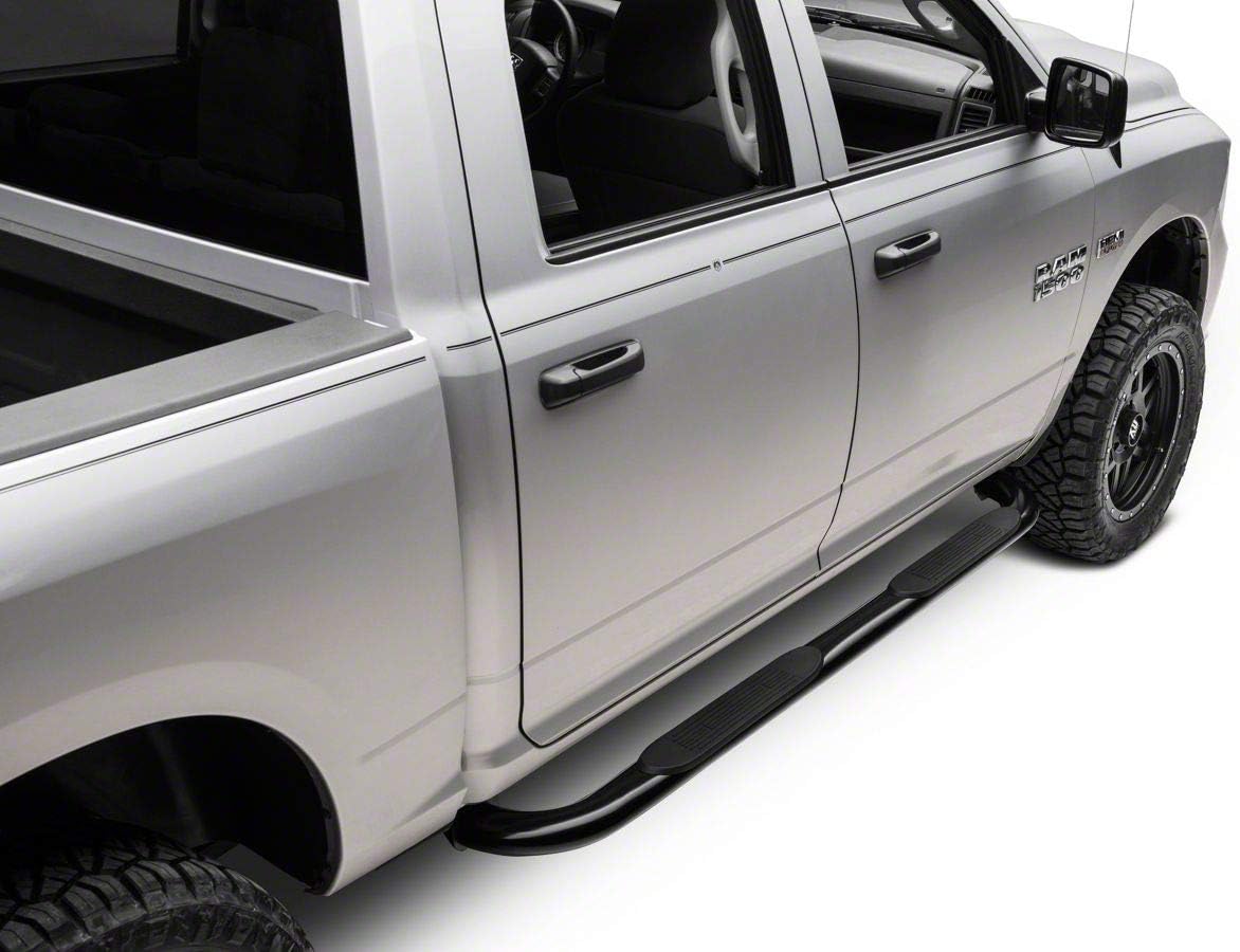 Black 4-Inch Oval Bent End Side Step Bars F7409