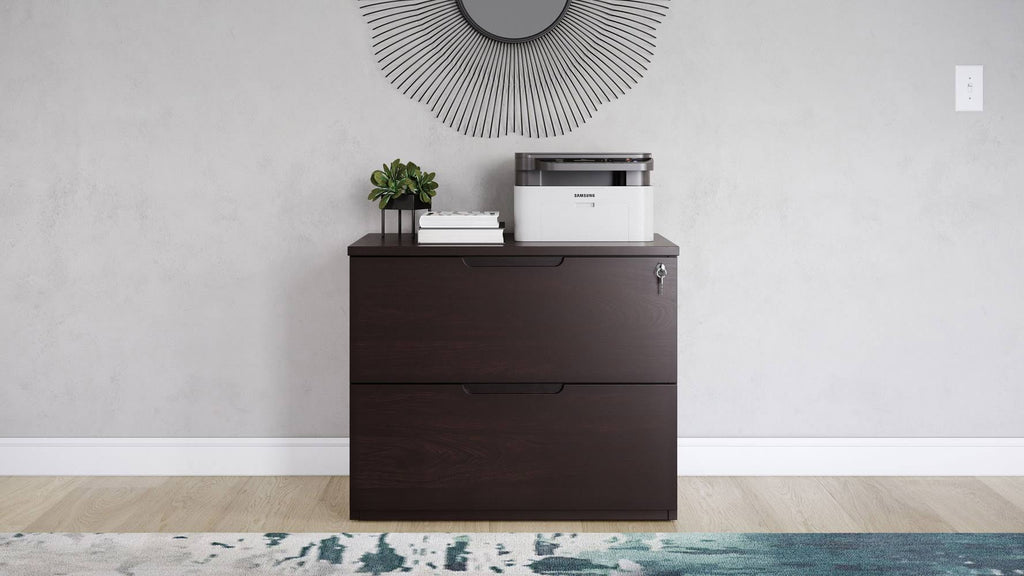 2 Drawer Lateral Filing Cabinet Dark Walnut X3612