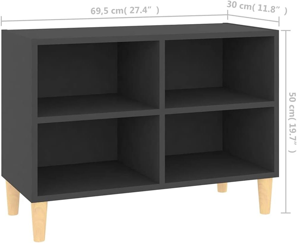 Gray TV Cabinet with Solid Wood Legs C957518