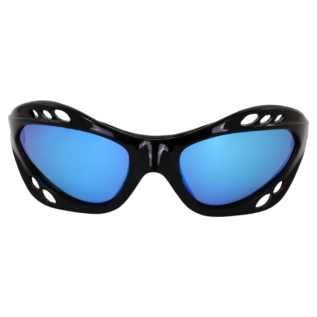 3 Pairs Padded Polarized Sunglasses with Strap Black Frame Smoke Blue & Green Mirror Lenses M140759