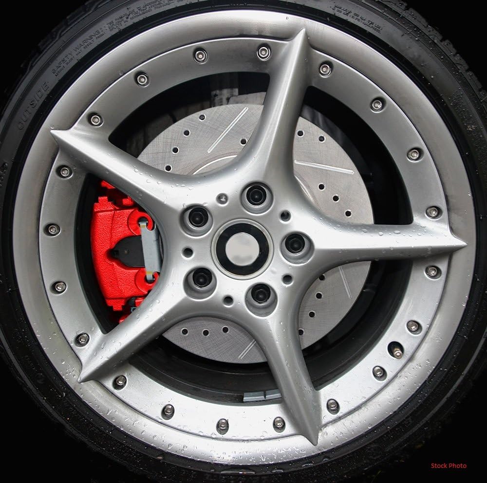 Red Powder Coated Caliper + Ceramic Brake Pads Kit B390082