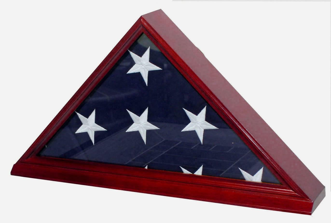 Solid Wood Flag Display Case with Real Glass Door E307