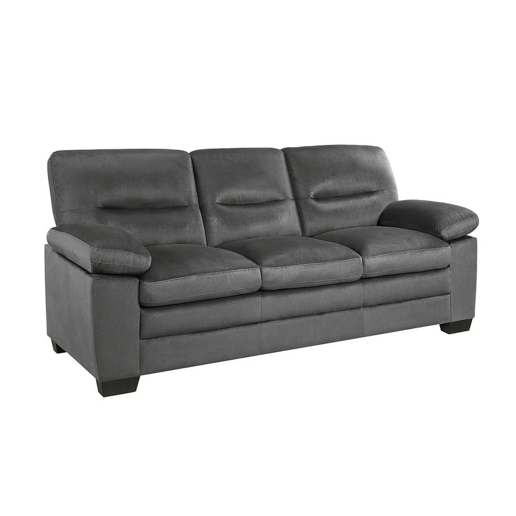 Dark Gray Textured Fabric 2-Piece Upholstered Sofa Set I624083
