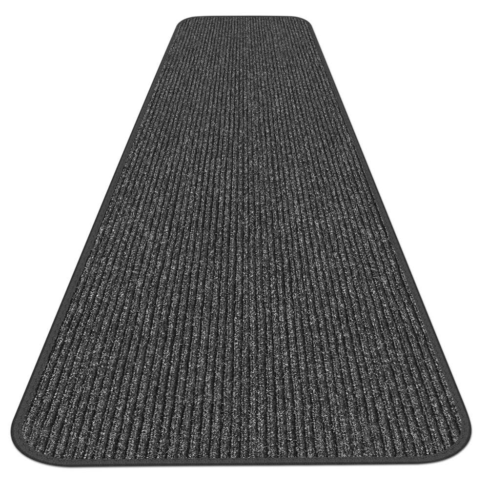 Charcoal Black Skid-Resistant Carpet Runner E88416