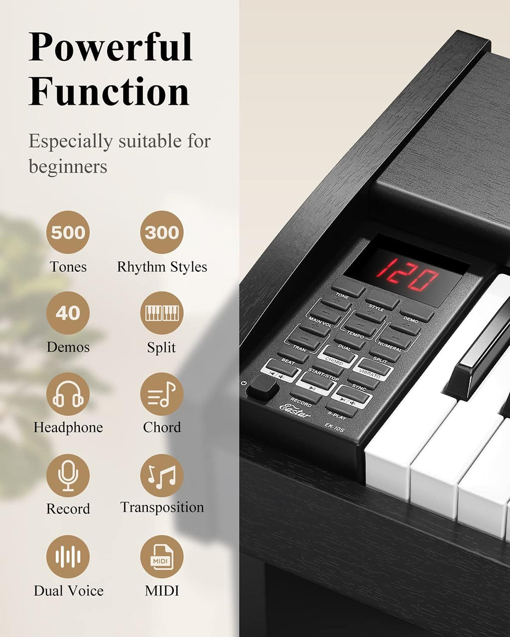 61 Key Full Size Digital Piano with Sustain Pedal & Music Stand R33278