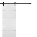 White Sliding Barn Door 32x80 with Black Hardware Z920184