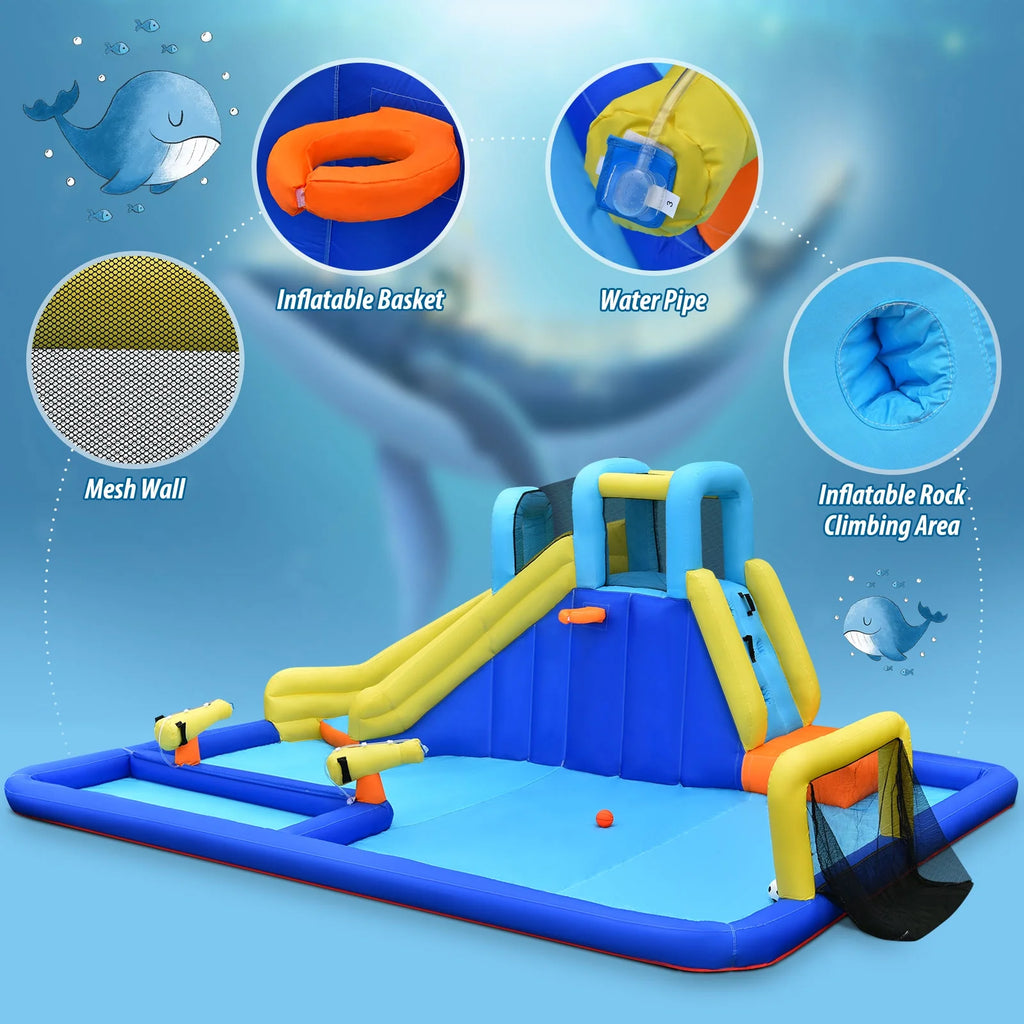 Inflatable Bounce House Water Slide Bouncer with Ball Shooting Climbing Wall V7689