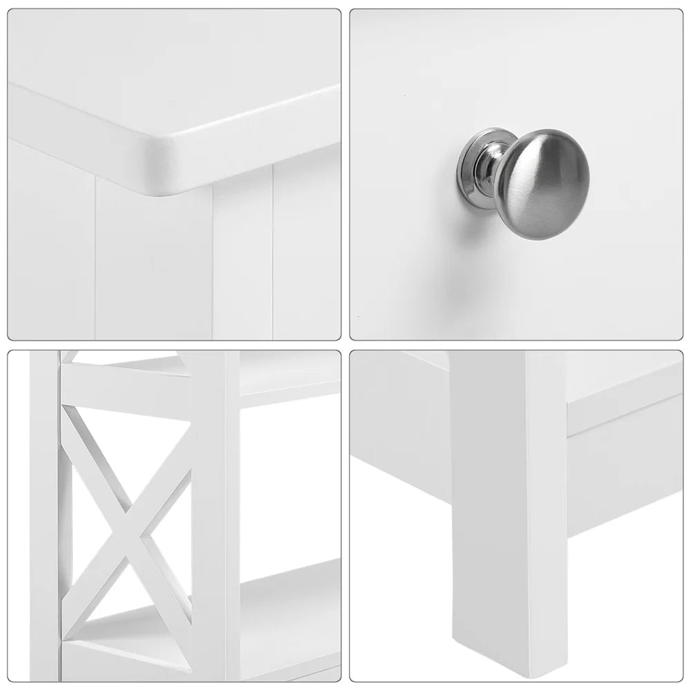 White Console Table with 1 Drawer and 2 Open Shelves R34244