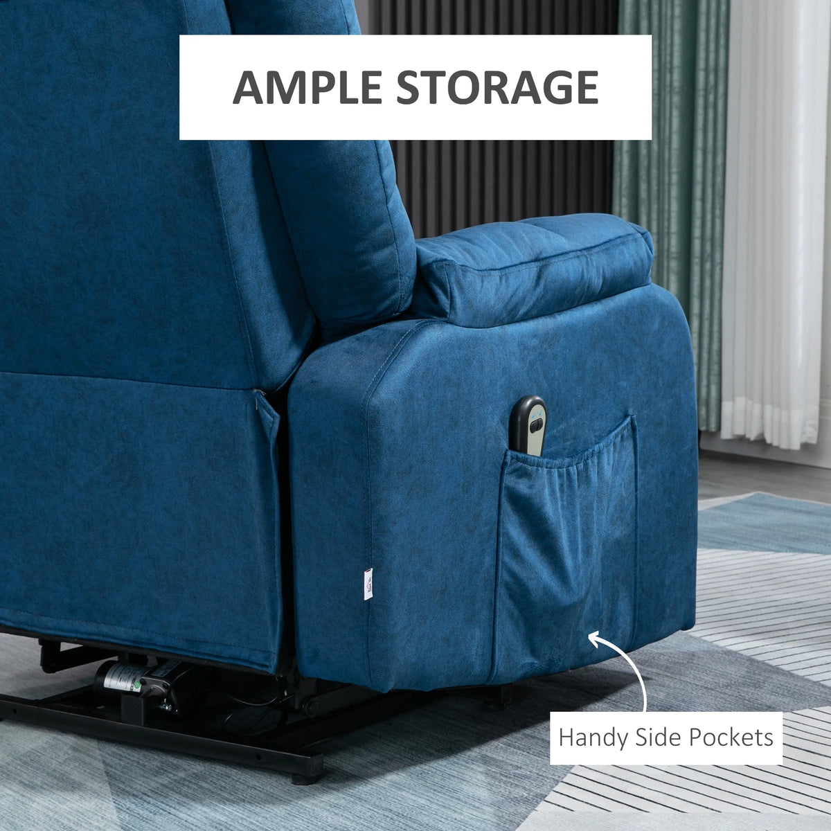 Blue Electric Lift Recliner Chair with Remote Control U1249