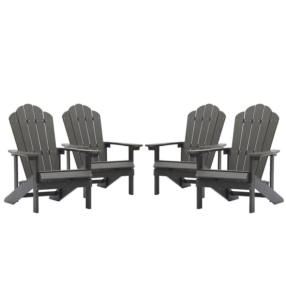 Gray Reclining Plastic Adirondack Chair (Set of 4) P1550